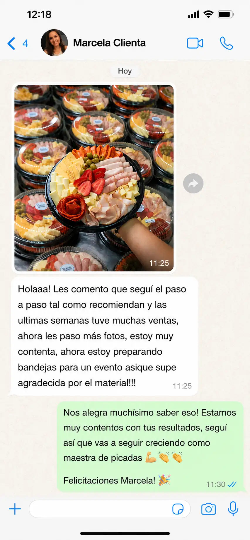 Chat con foto de picada hecha en casa